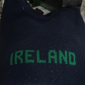Classic Navy Crewneck Sweater with Green Embroidery